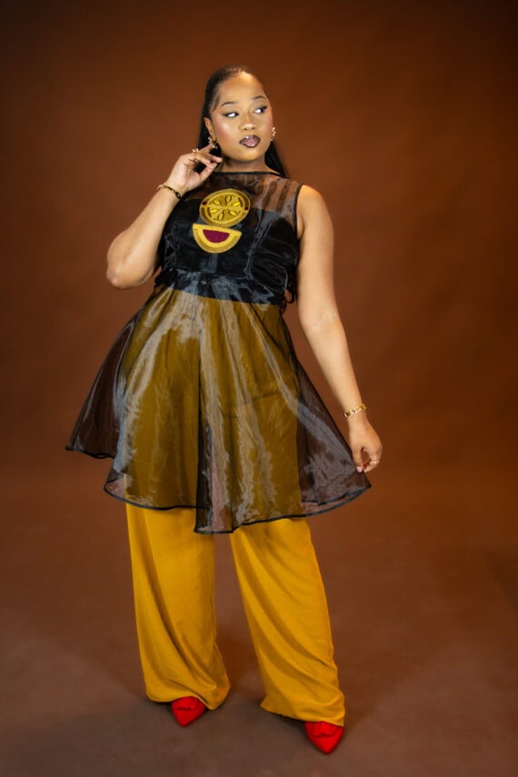 Ensemble Top Mamee et bas large (Jaune moutarde)