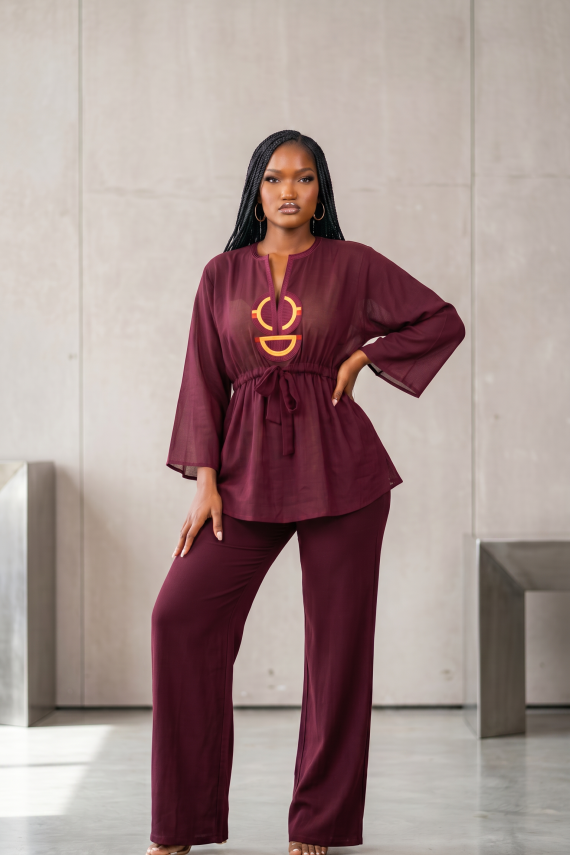 Ensemble tunique en chiffon de crêpe (pourpre)