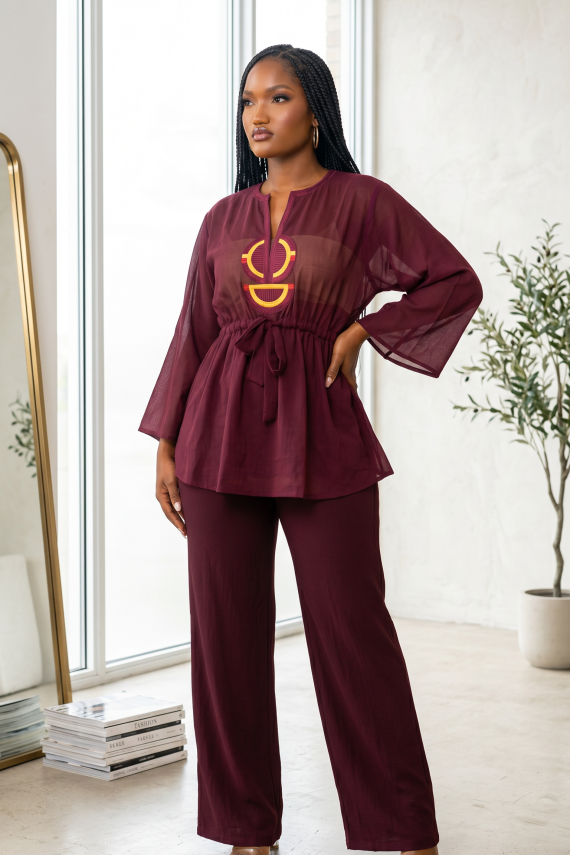 Ensemble tunique en chiffon de crêpe (pourpre)